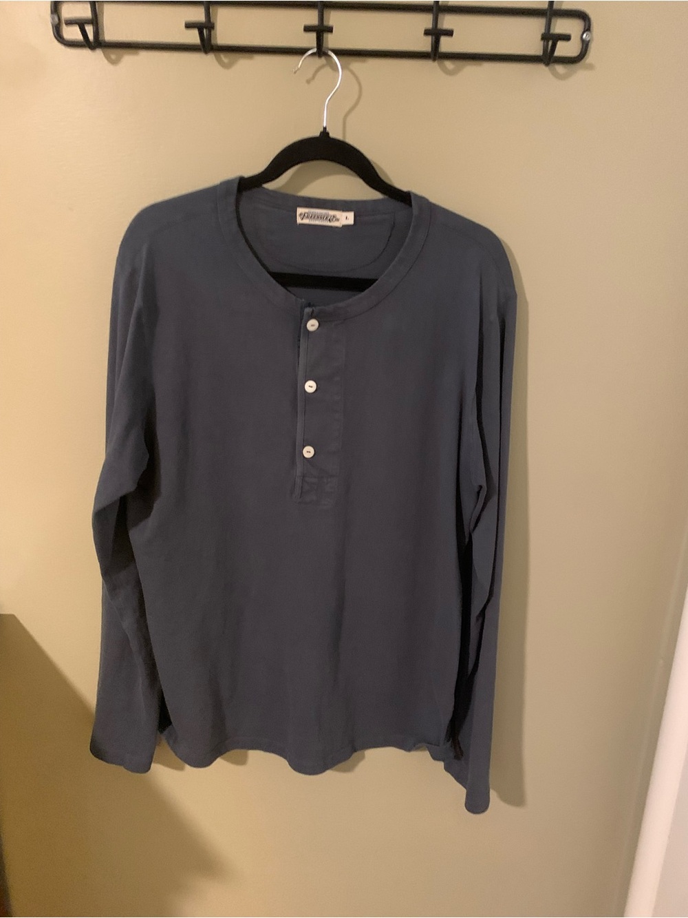 Long-Sleeve Henley Shirt in Slate Blue
